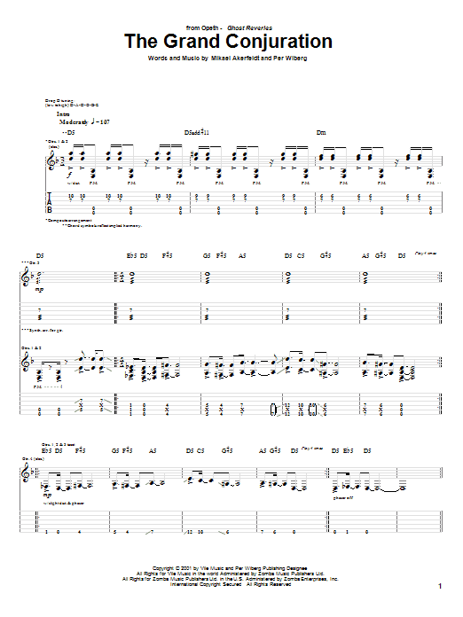 Opeth The Grand Conjuration Sheet Music