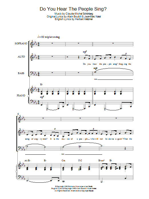 Original Cast Recording Do You Hear The People Sing? (from Les Miserables) Sheet Music