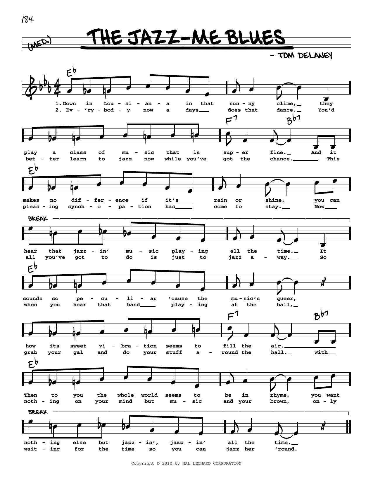 Original Dixieland Jazz Band The Jazz-Me Blues (arr. Robert Rawlins) Sheet Music