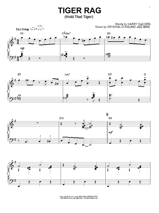Original Dixieland Jazz Band Tiger Rag (Hold That Tiger) (arr. Brent Edstrom) Sheet Music