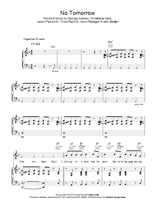 Orson No Tomorrow Sheet Music