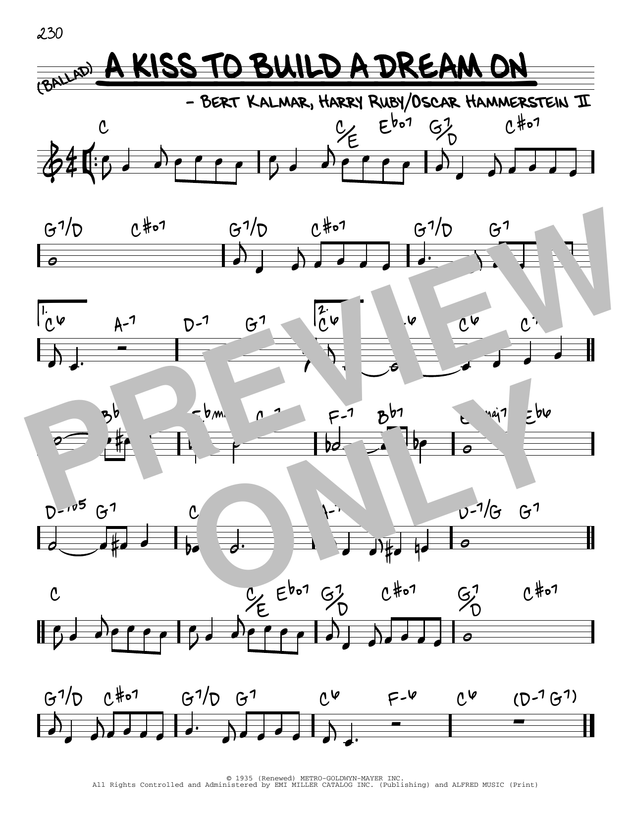 Oscar Hammerstein II A Kiss To Build A Dream On Sheet Music