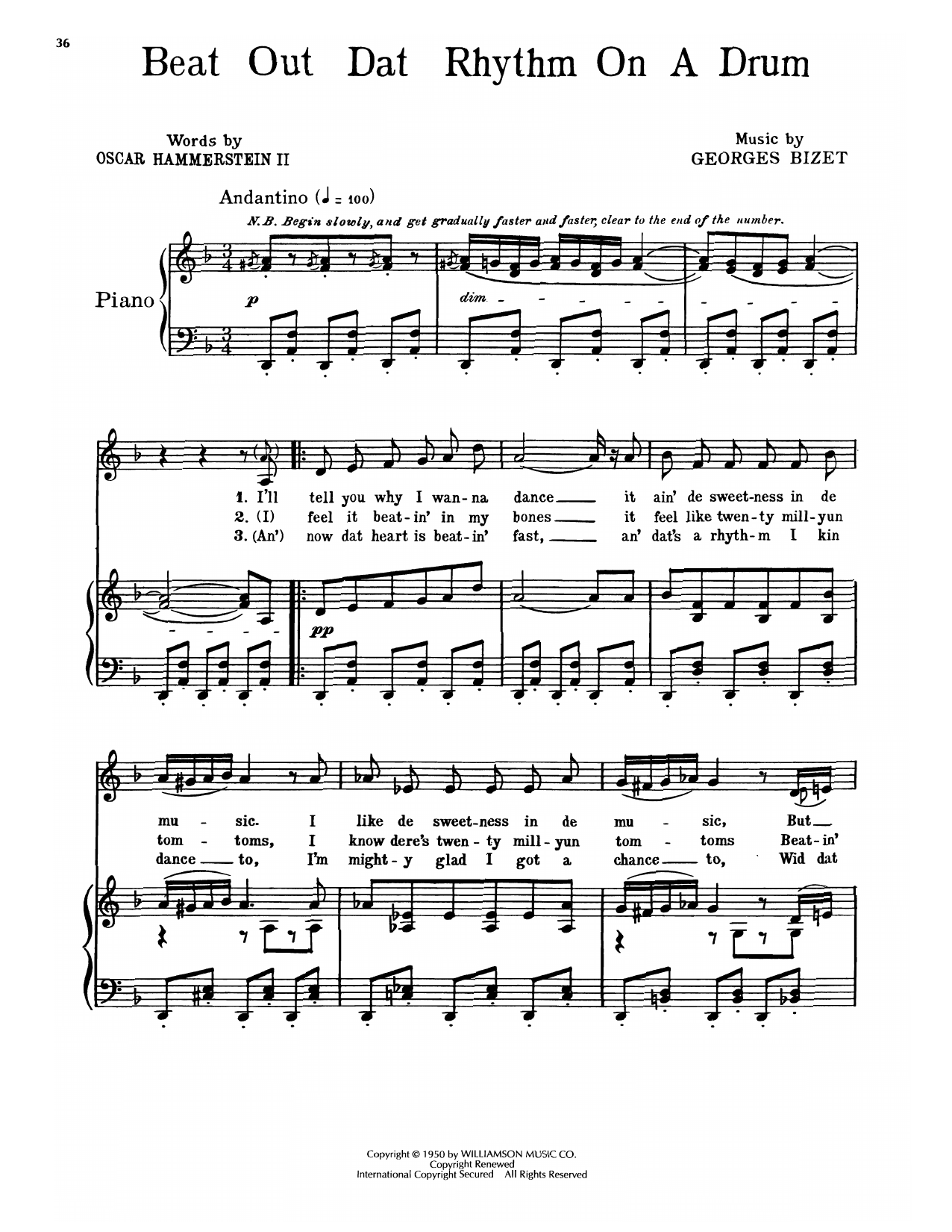 Oscar Hammerstein II & Georges Bizet Beat Out Dat Rhythm On A Drum (from Carmen Jones) Sheet Music