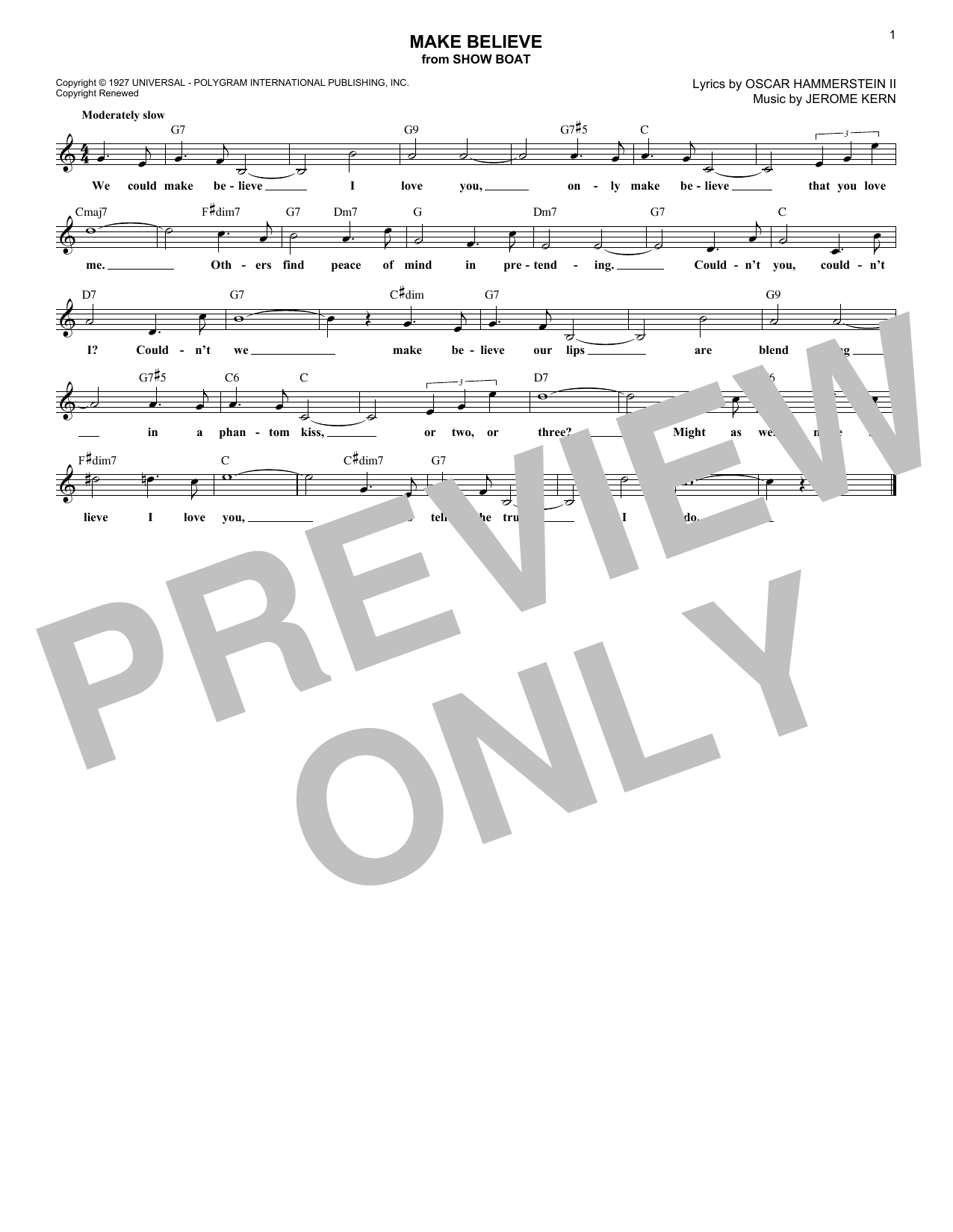 Oscar Hammerstein II Make Believe Sheet Music