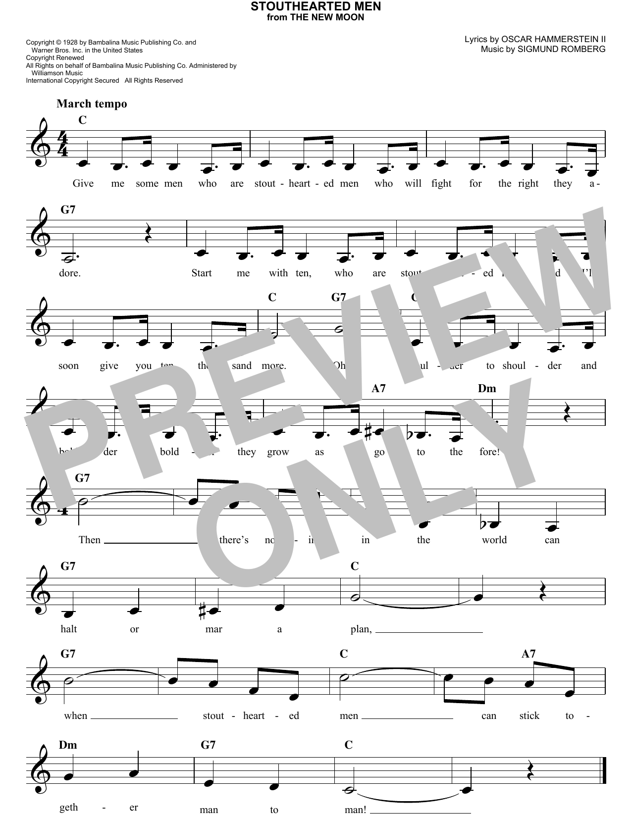 Oscar Hammerstein II Stouthearted Men Sheet Music