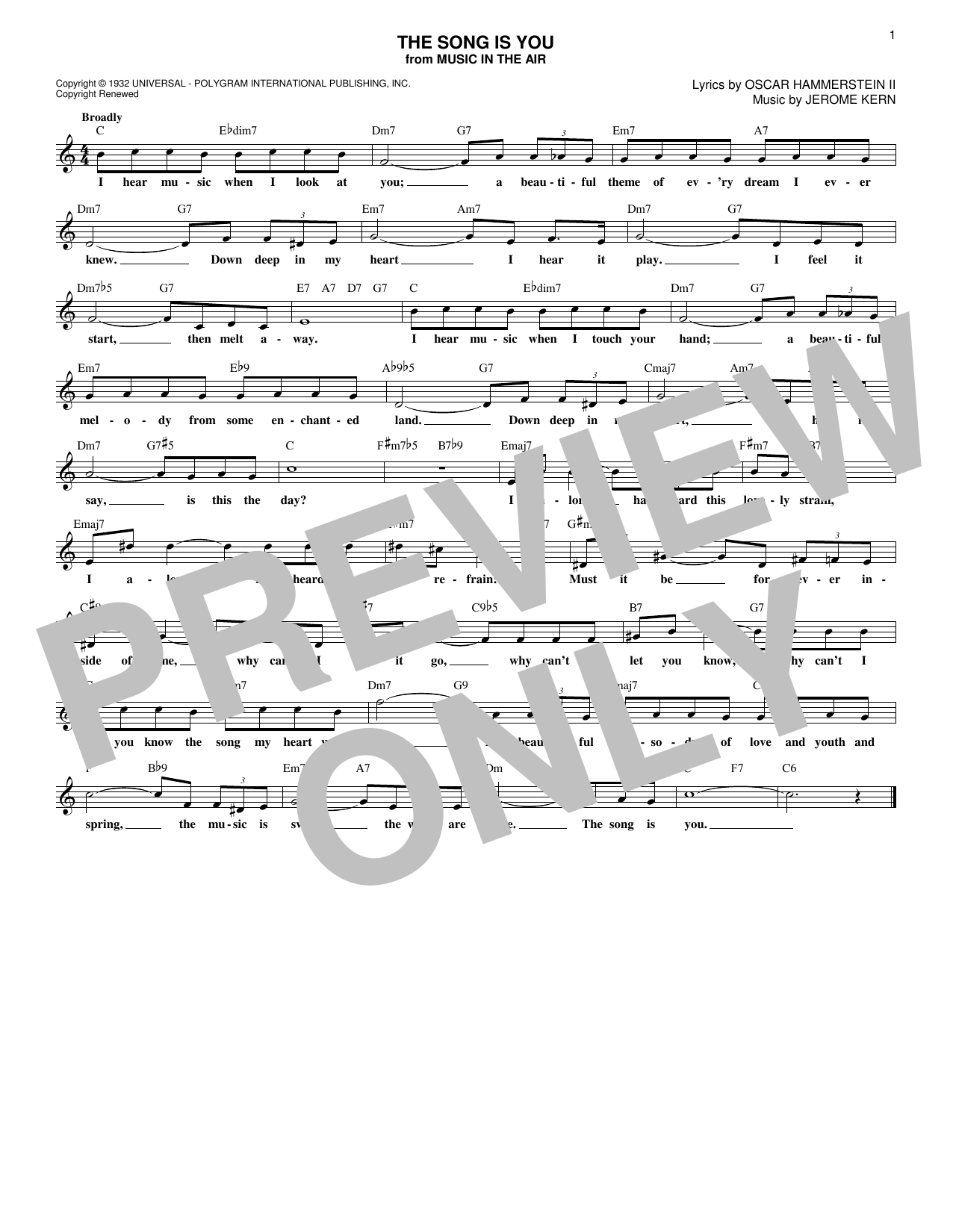 Oscar Hammerstein II The Song Is You Sheet Music