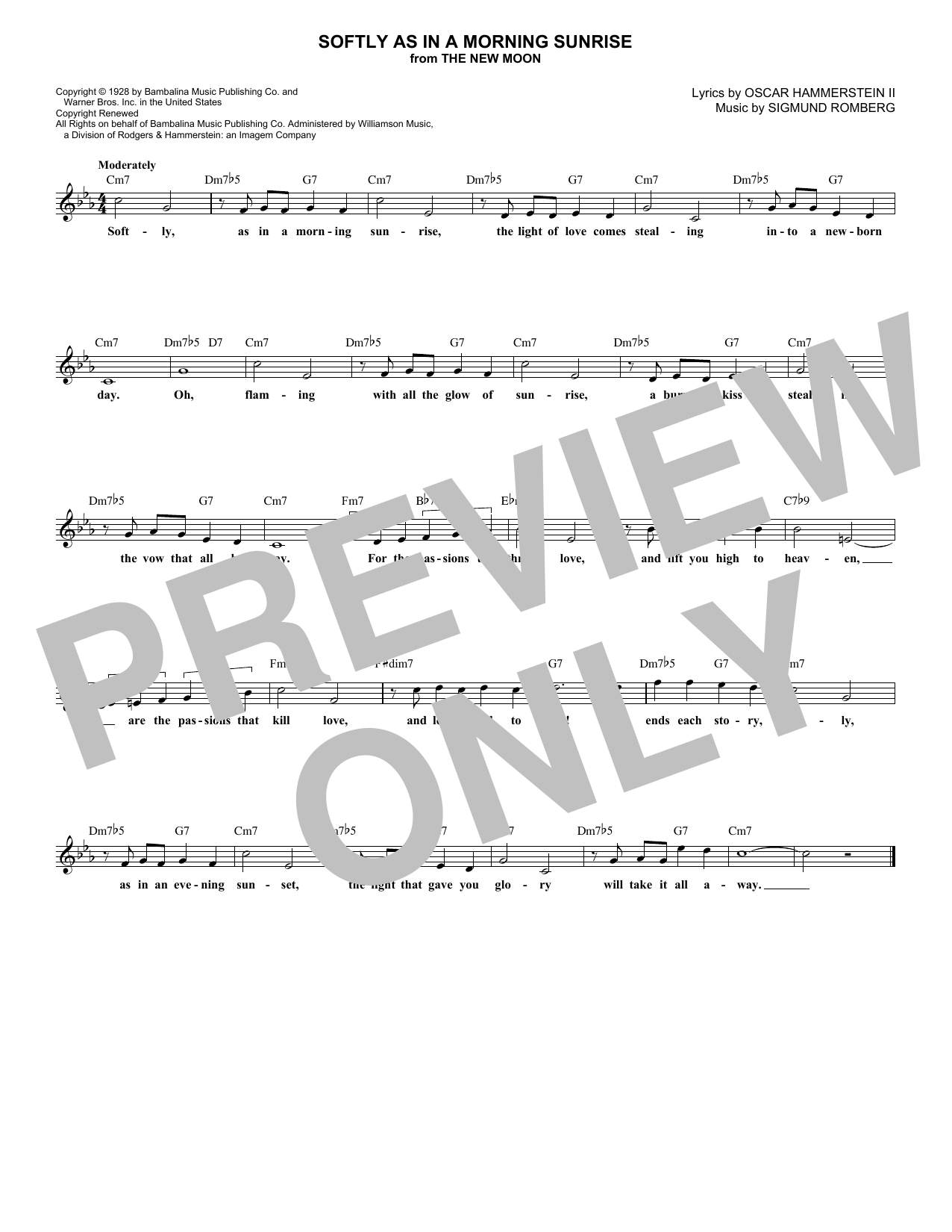 Oscar Hammerstein II Softly As In A Morning Sunrise Sheet Music