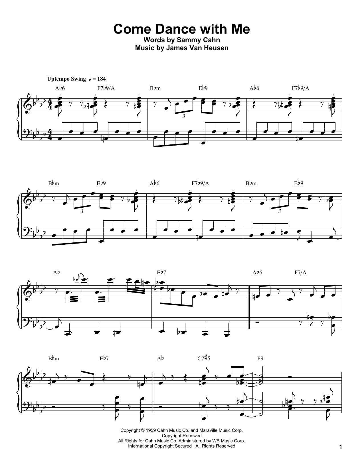 Oscar Peterson Come Dance With Me Sheet Music