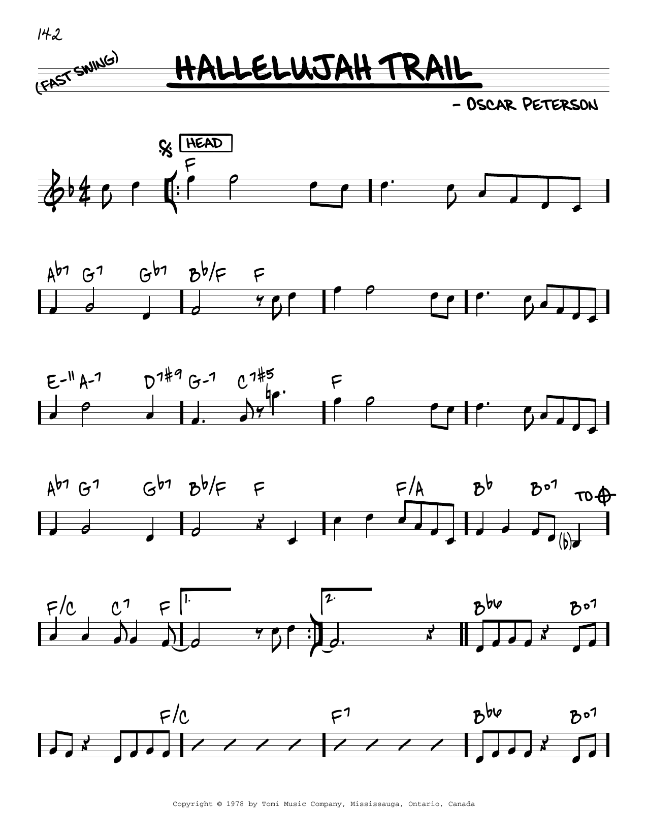 Oscar Peterson Hallelujah Trail Sheet Music