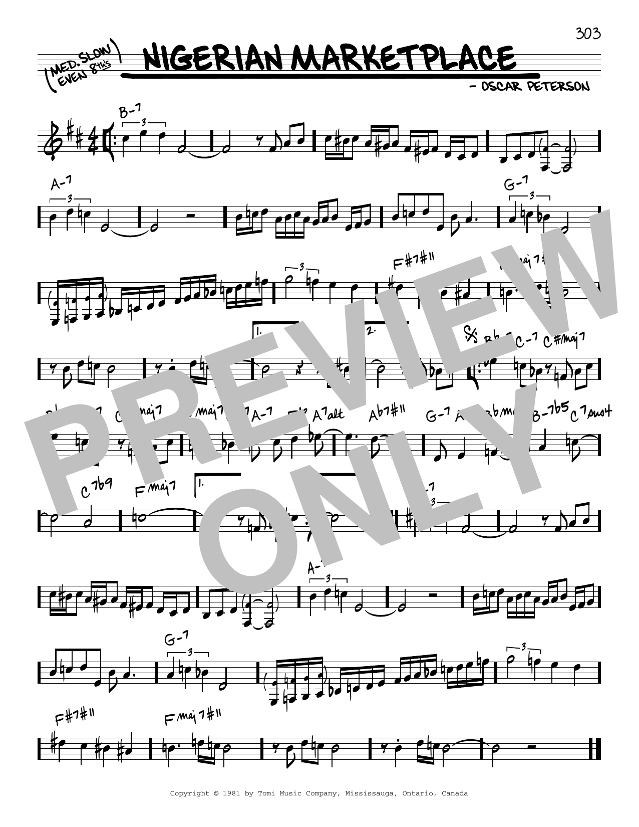 Oscar Peterson Nigerian Marketplace Sheet Music