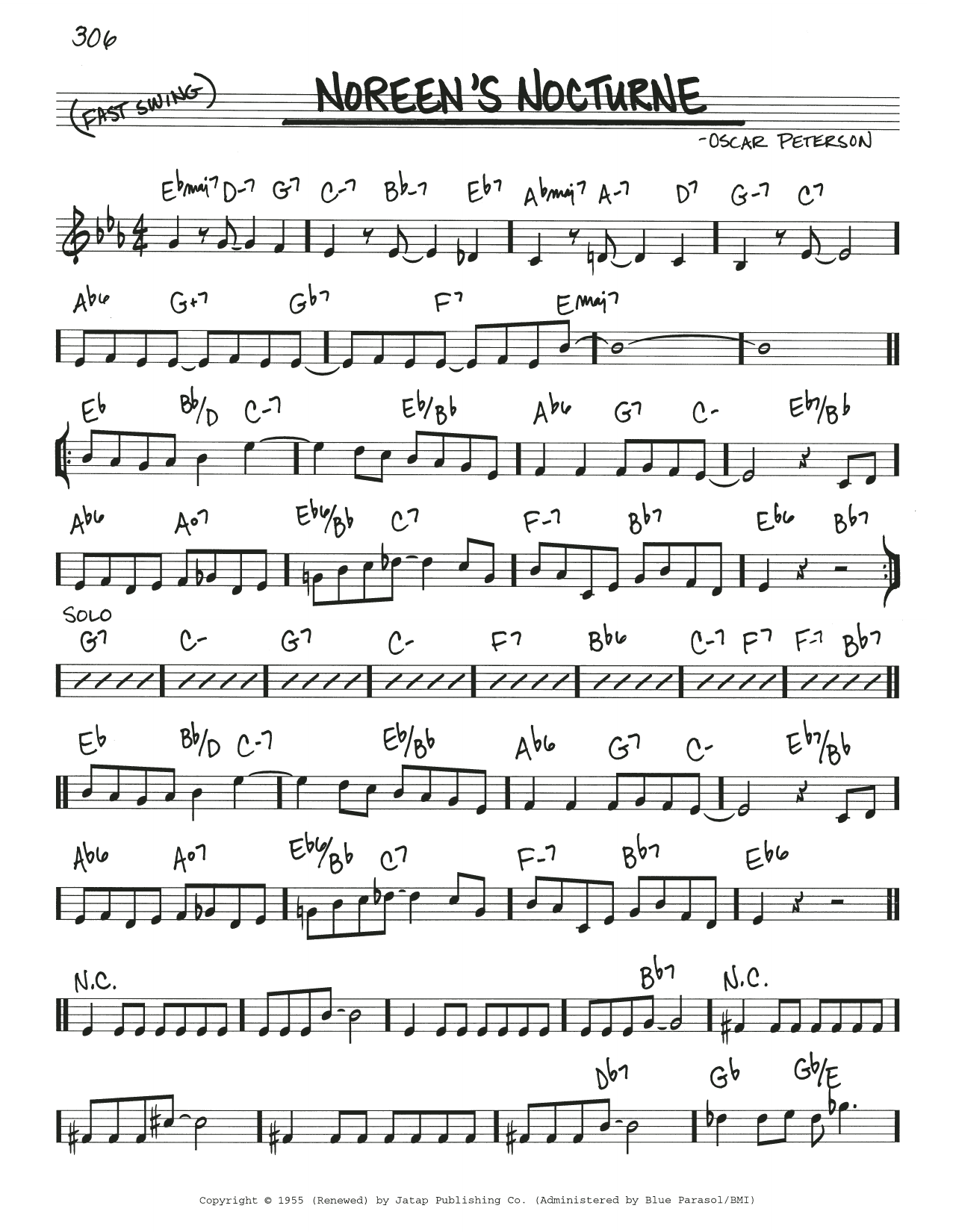 Oscar Peterson Noreen's Nocturne Sheet Music