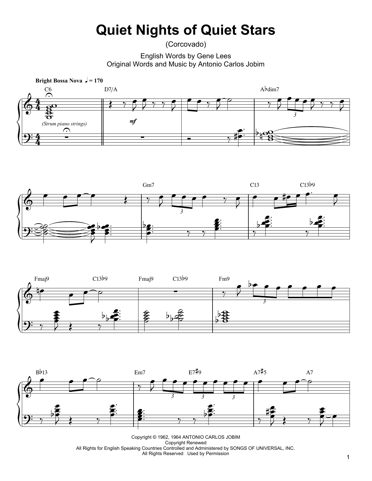 Oscar Peterson Quiet Nights Of Quiet Stars (Corcovado) Sheet Music
