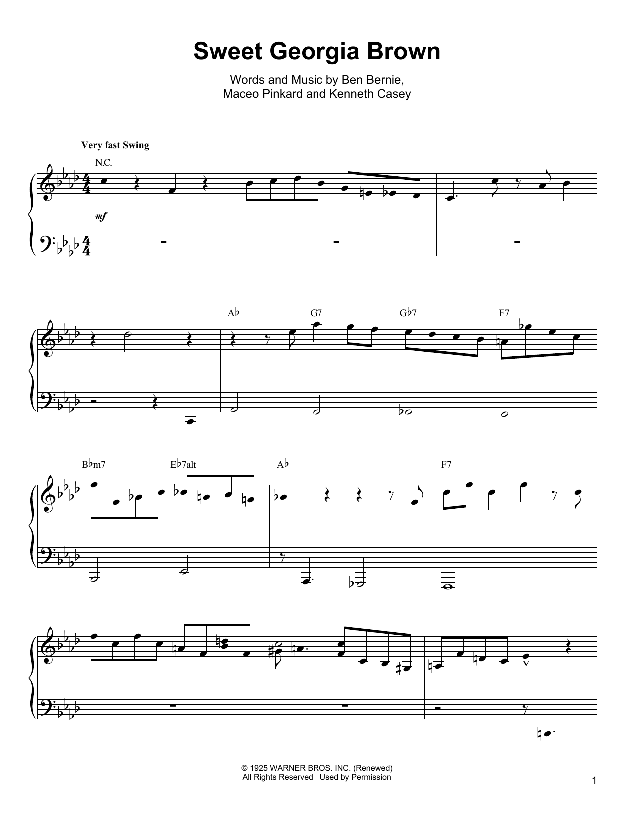 Oscar Peterson Sweet Georgia Brown Sheet Music