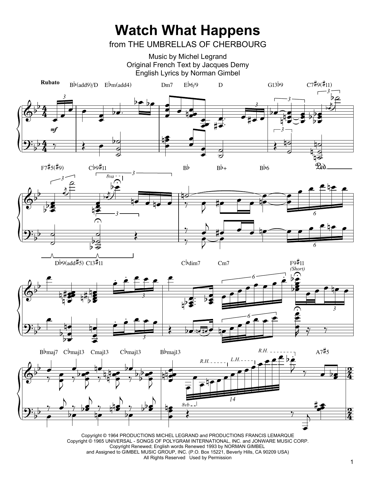 Oscar Peterson Watch What Happens Sheet Music