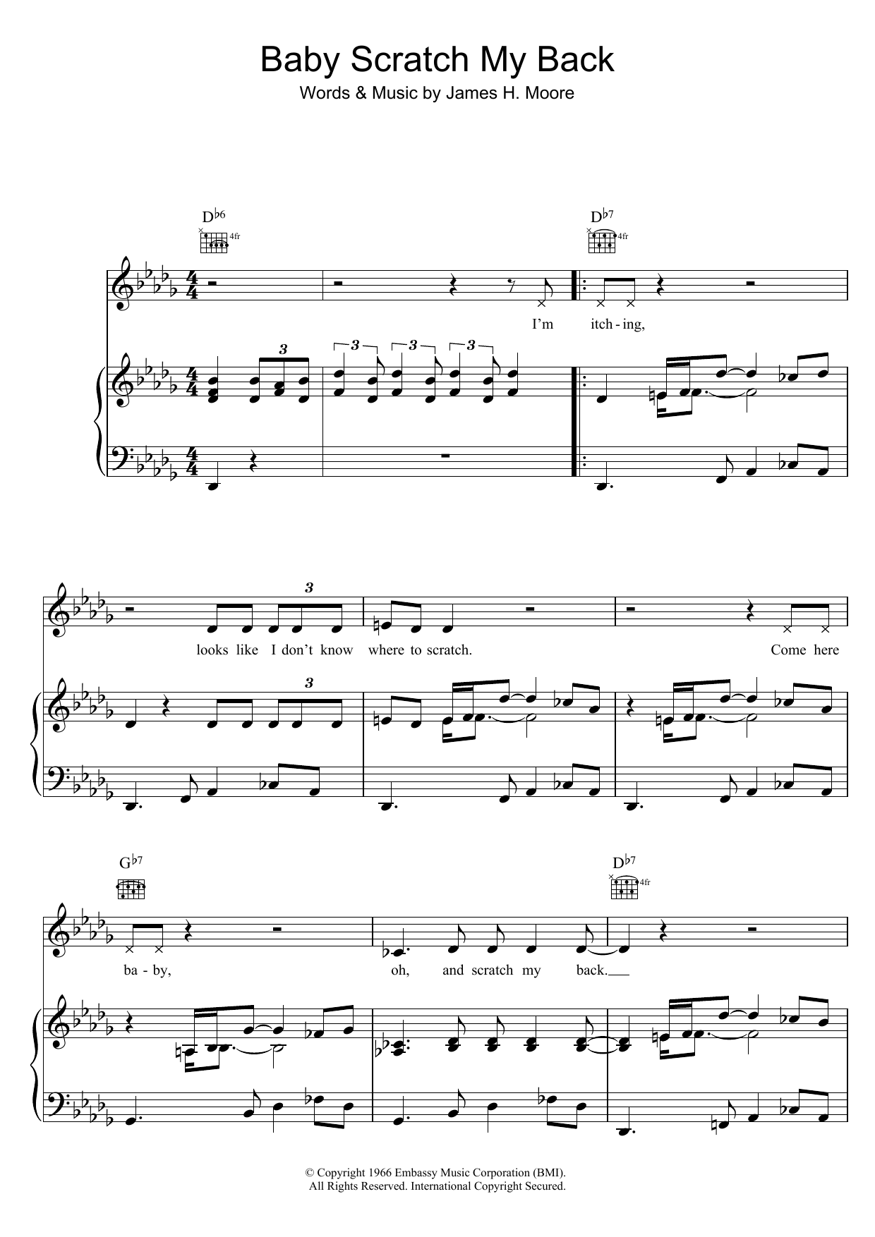 Otis Redding Baby Scratch My Back Sheet Music
