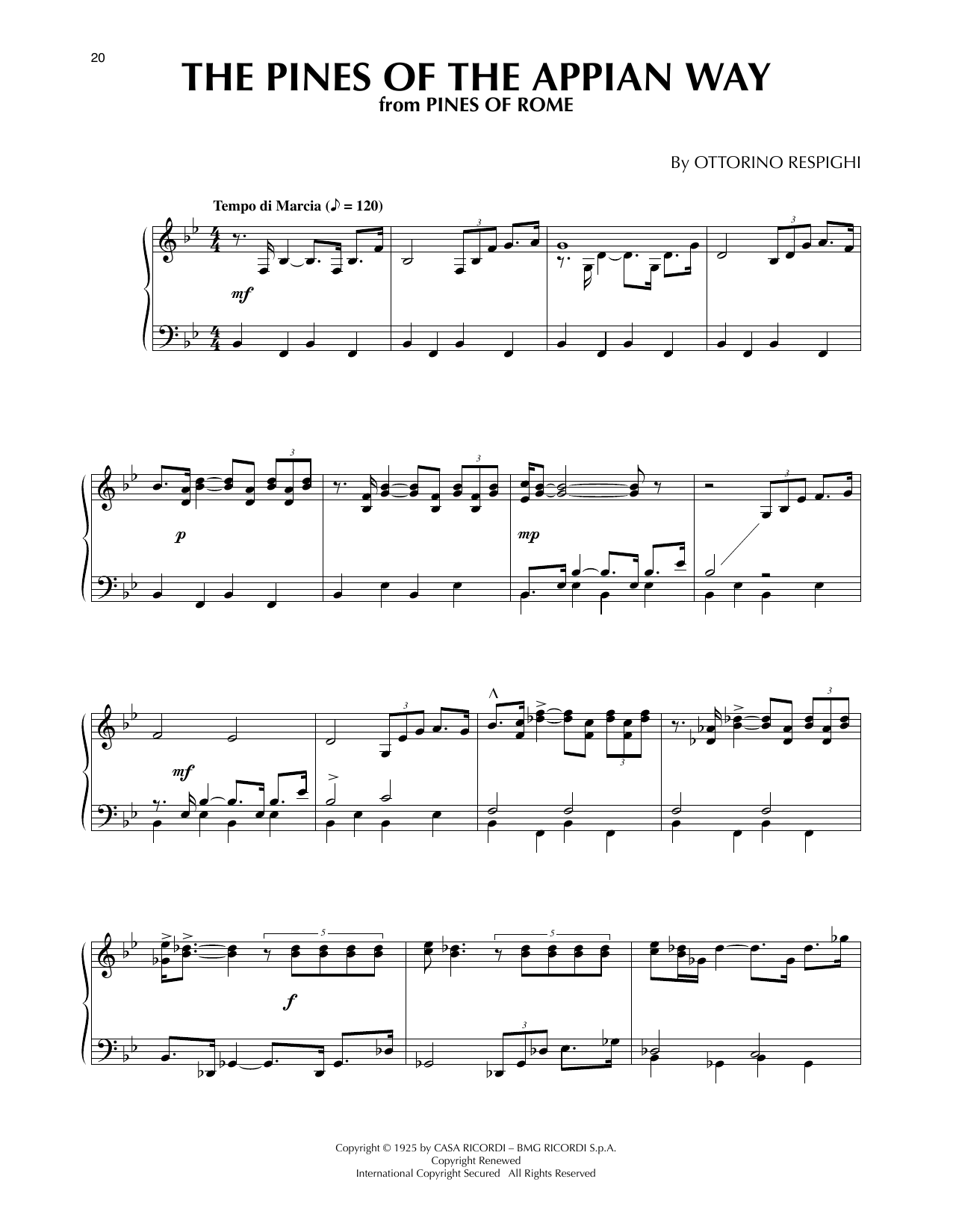 Ottorino Respighi The Pines Of The Appian Way (from Fantasia 2000) Sheet Music