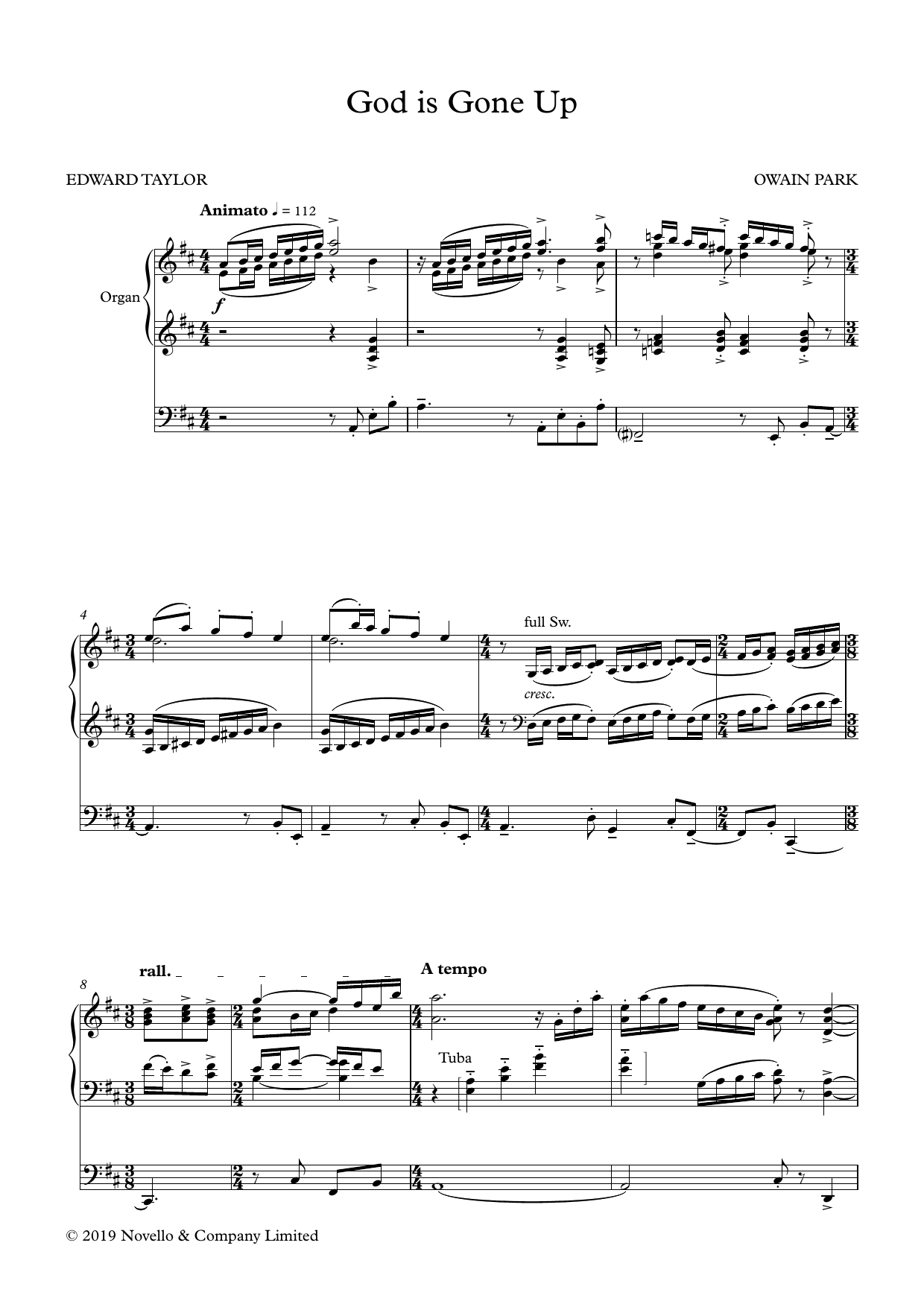Owain Park God Is Gone Up Sheet Music