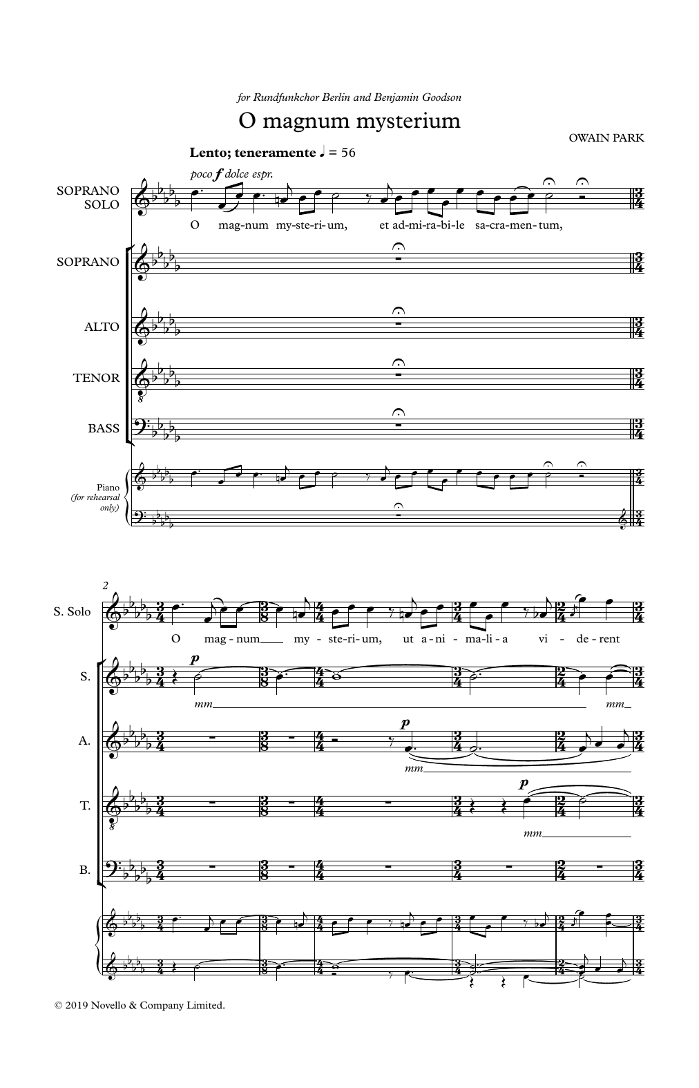 Owain Park O Magnum Mysterium Sheet Music