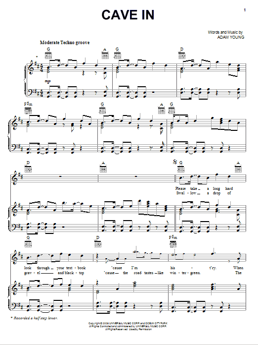 Owl City Cave In Sheet Music
