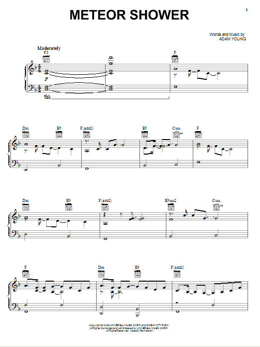 Owl City Meteor Shower Sheet Music