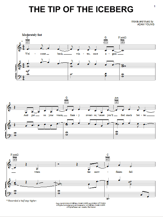 Owl City The Tip Of The Iceberg Sheet Music
