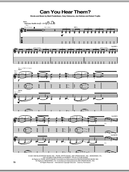 Ozzy Osbourne Can You Hear Them? Sheet Music