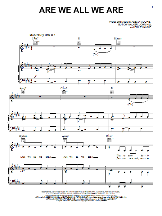 Pink Are We All We Are Sheet Music