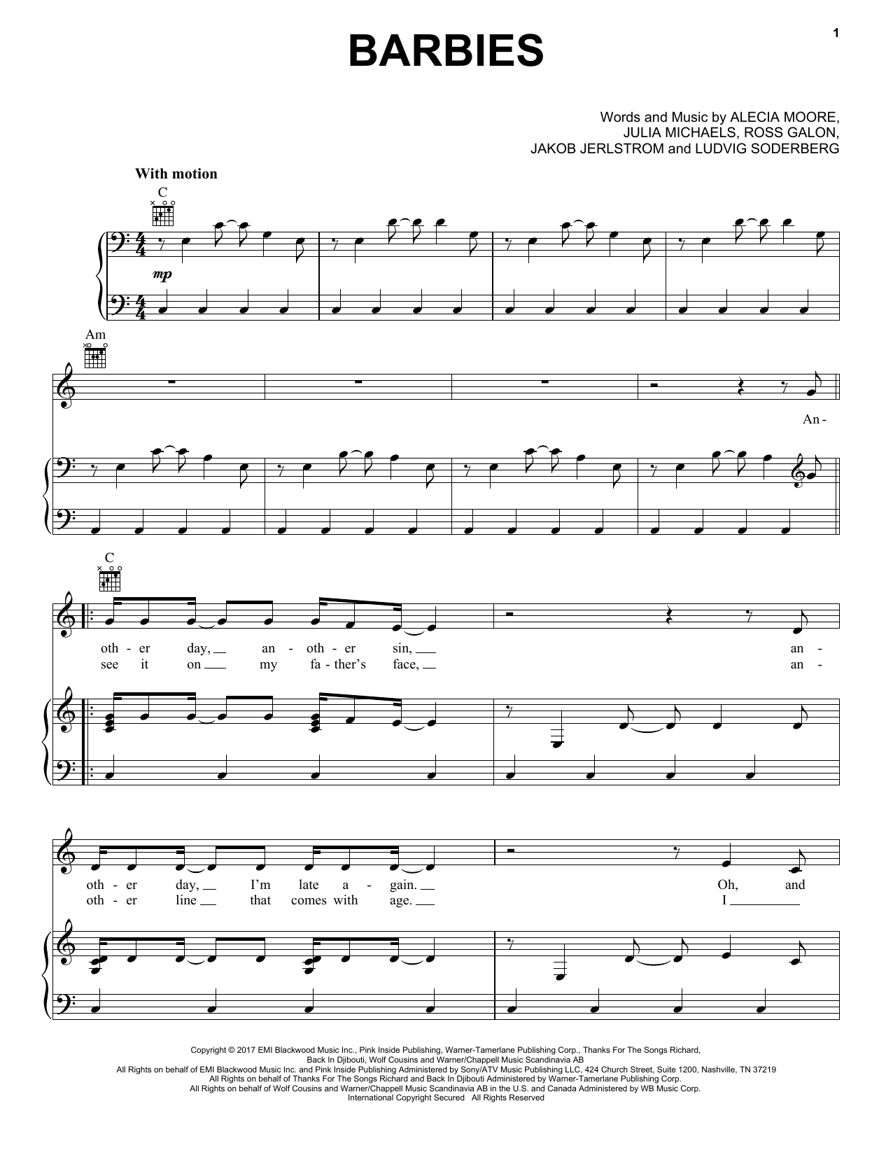 Pink Barbies Sheet Music