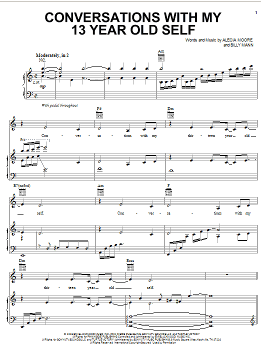 Pink Conversations With My 13 Year Old Self Sheet Music