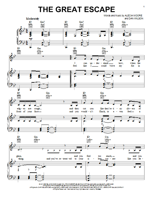 Pink The Great Escape Sheet Music