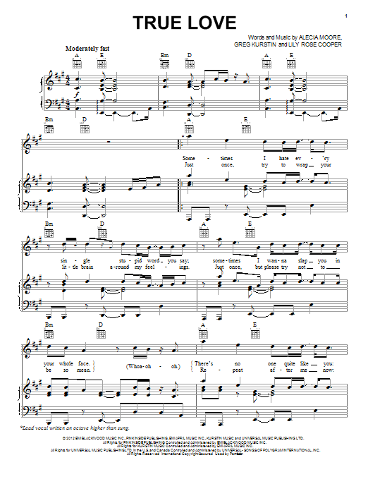 Pink True Love Sheet Music
