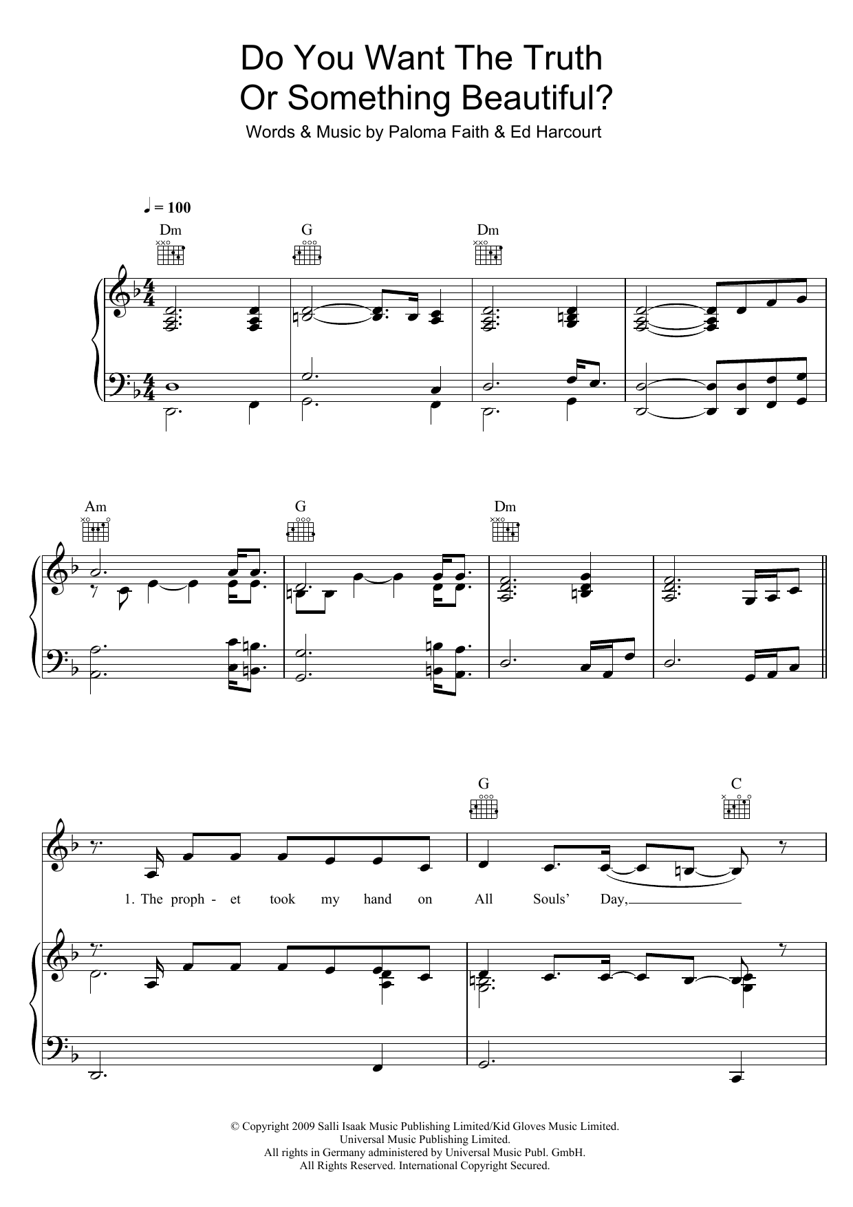 Paloma Faith Do You Want The Truth Or Something Beautiful? Sheet Music