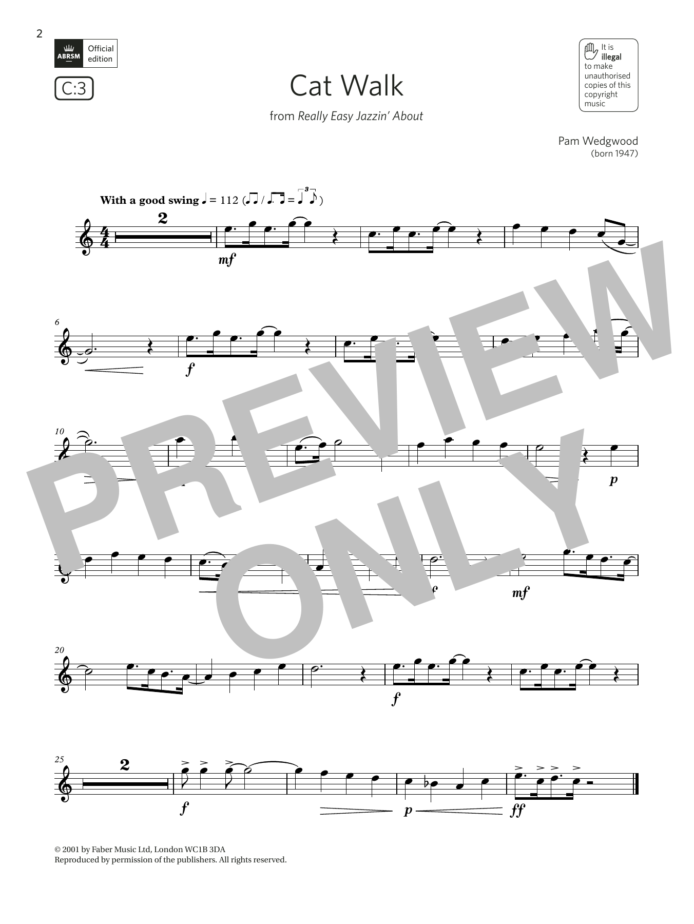 Pam Wedgwood Cat Walk (from Really Easy Jazzin' About) (Grade 2 List C3 from the ABRSM Flute Sheet Music