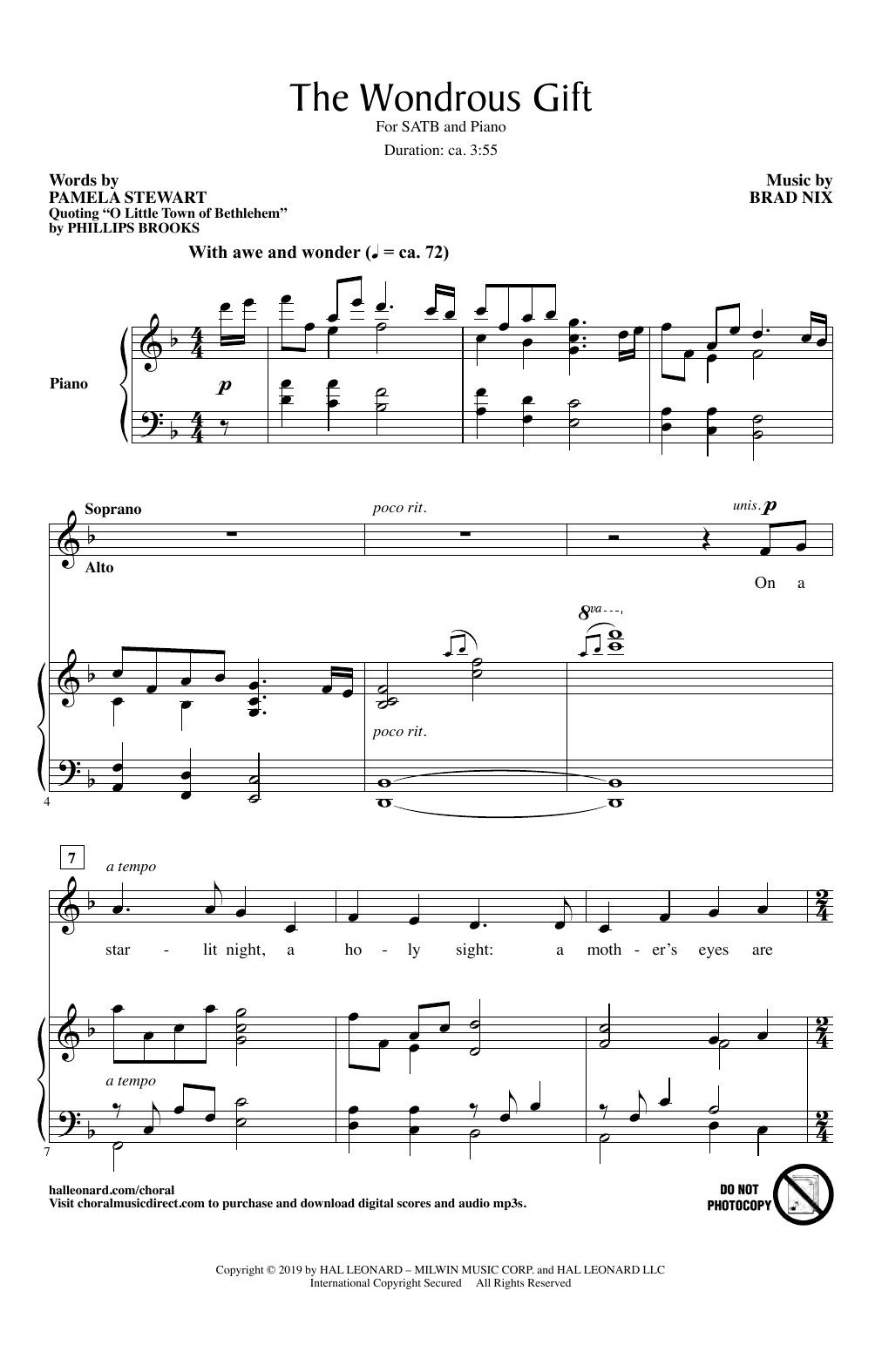 Pamela Stewart & Brad Nix The Wondrous Gift Sheet Music