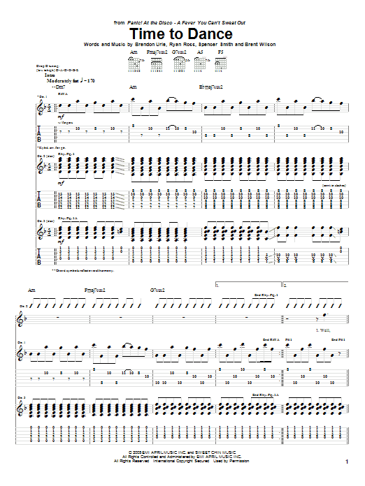 Panic! At The Disco Time To Dance Sheet Music