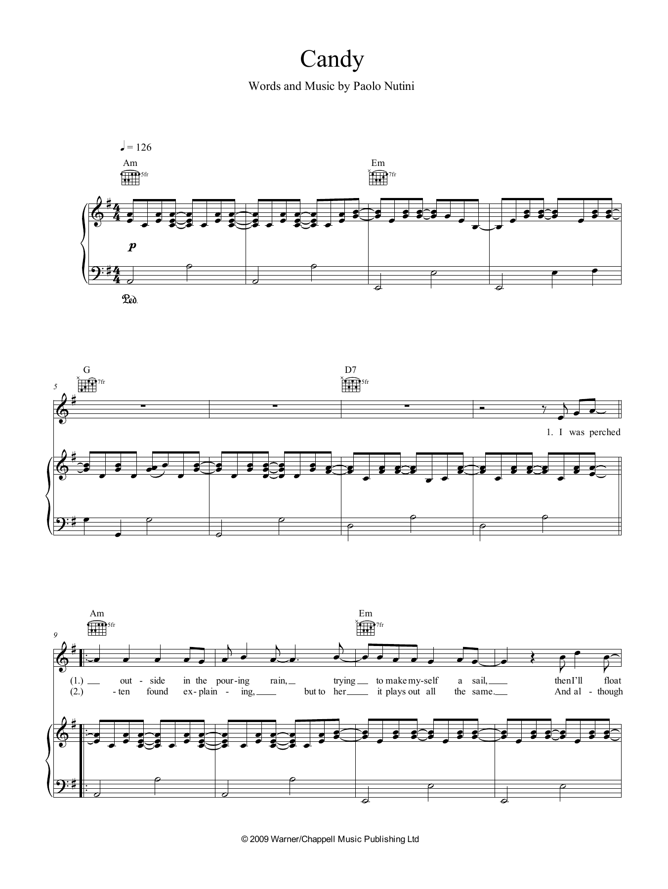 Paolo Nutini Candy Sheet Music