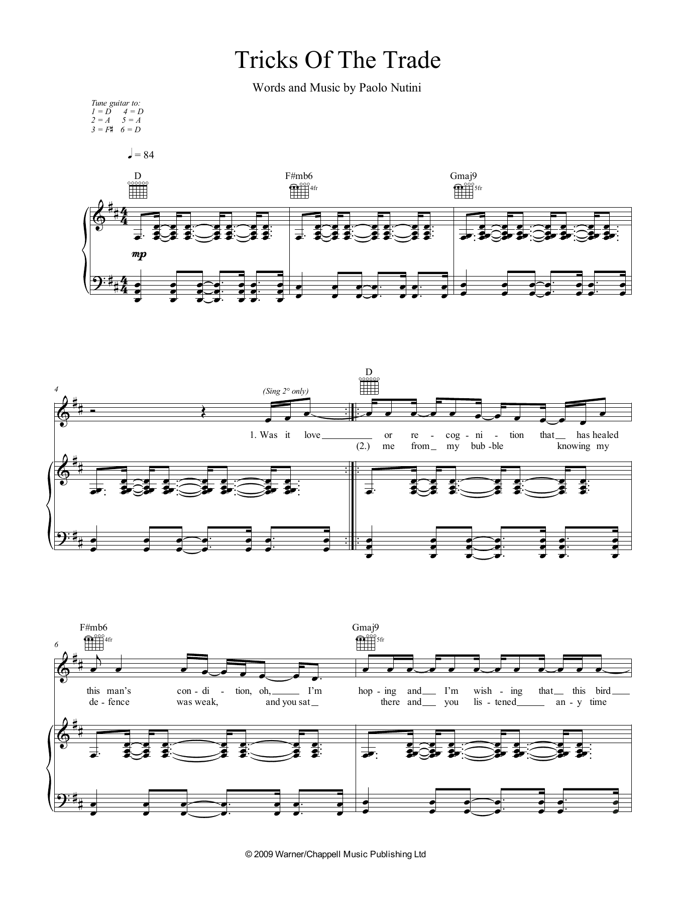 Paolo Nutini Tricks Of The Trade Sheet Music
