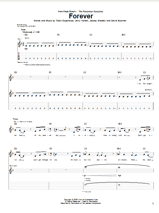 Papa Roach Forever Sheet Music