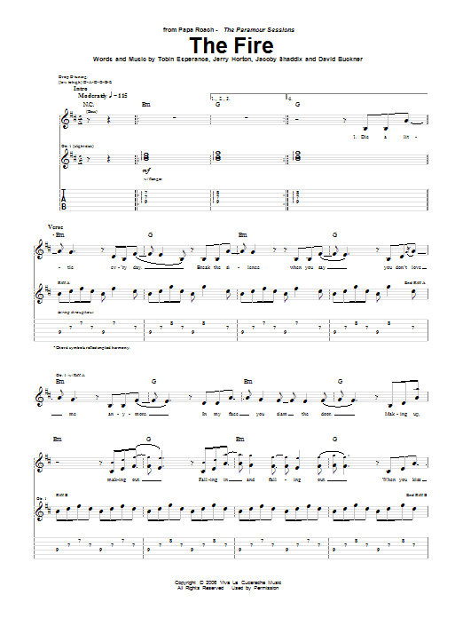 Papa Roach The Fire Sheet Music
