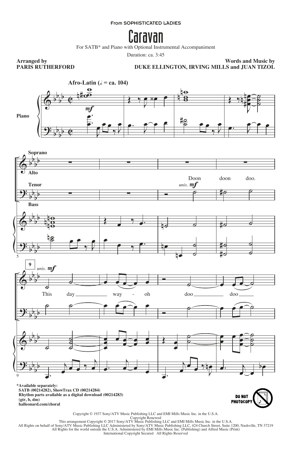 Paris Rutherford Caravan Sheet Music