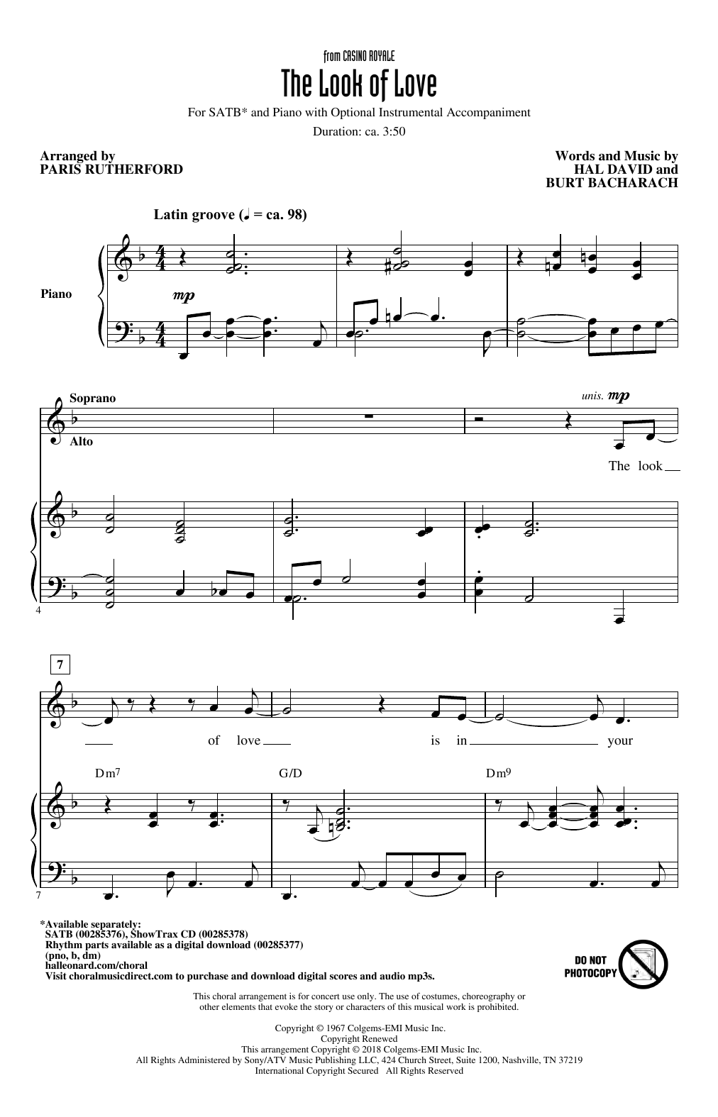 Paris Rutherford The Look Of Love Sheet Music