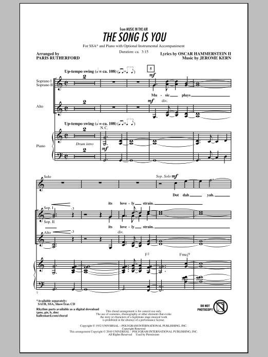 Paris Rutherford The Song Is You Sheet Music