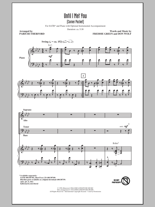 Paris Rutherford Until I Met You (Corner Pocket) Sheet Music