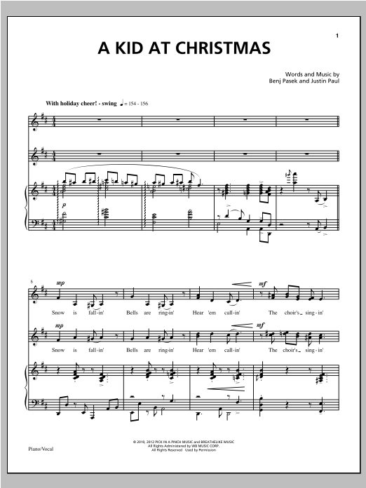 Pasek & Paul A Kid At Christmas Sheet Music