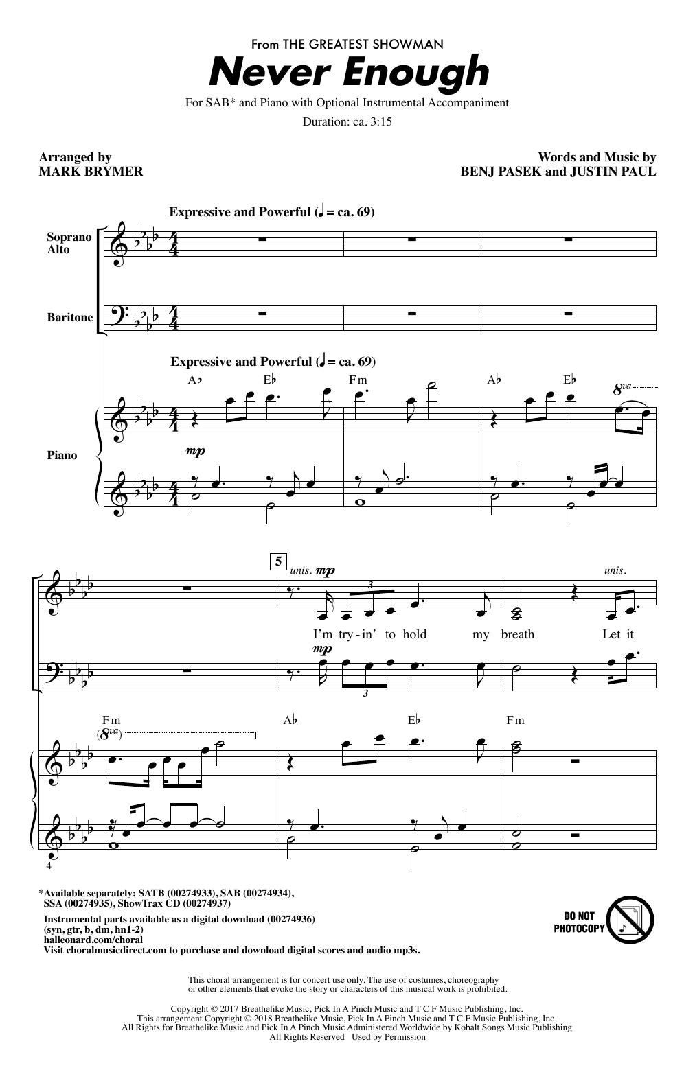 Mark Brymer Never Enough Sheet Music