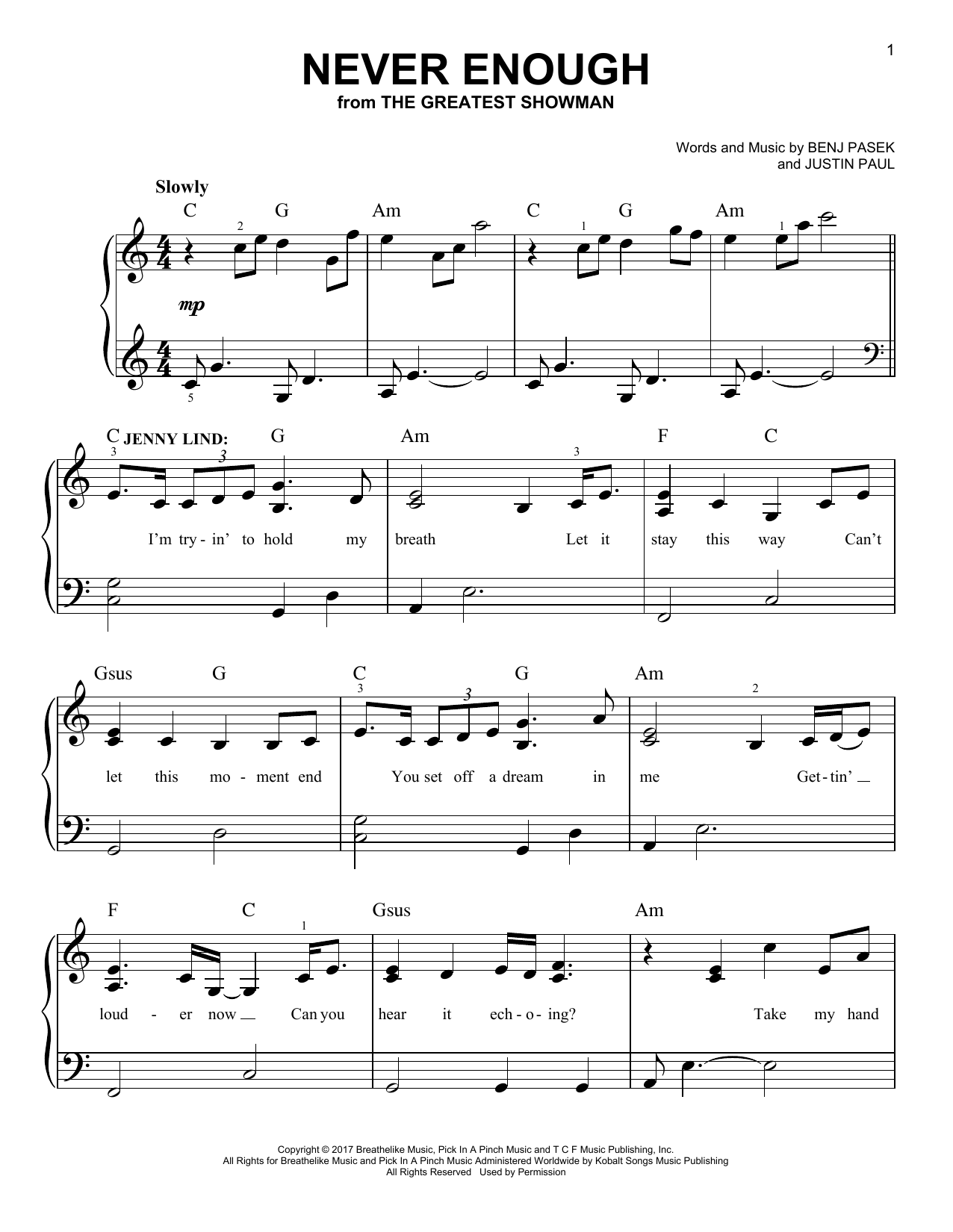Pasek & Paul Never Enough Sheet Music