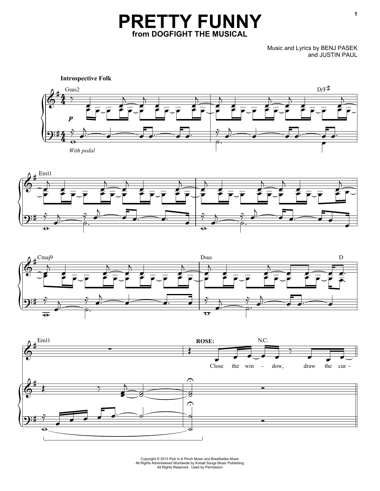 Pasek & Paul Pretty Funny (from Dogfight) Sheet Music
