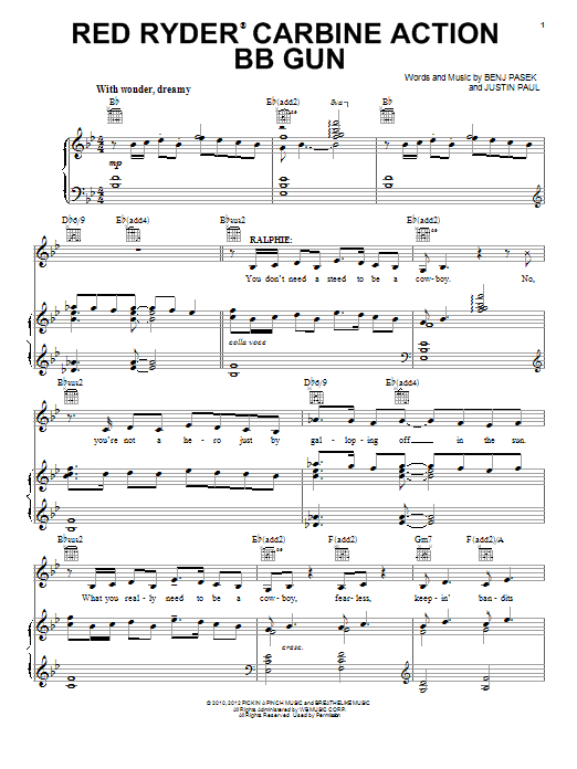Pasek & Paul Red Ryder Carbine Action BB Gun Sheet Music