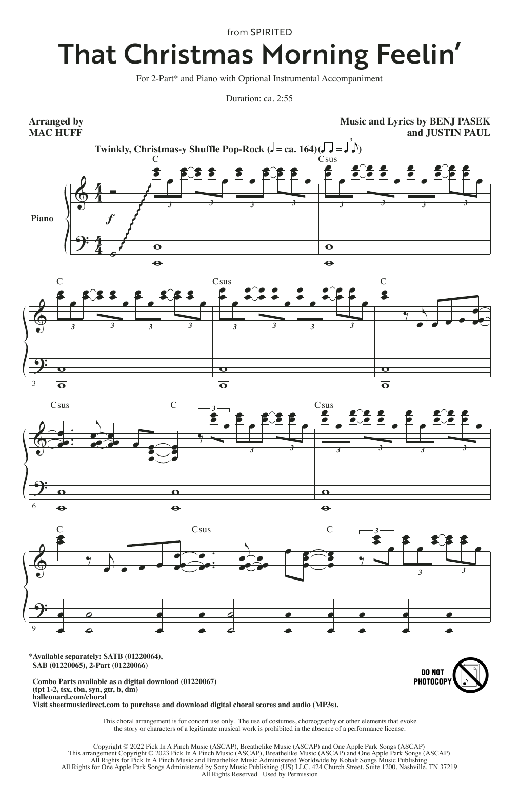 Pasek & Paul That Christmas Morning Feelin' (from Spirited) (arr. Mac Huff) Sheet Music
