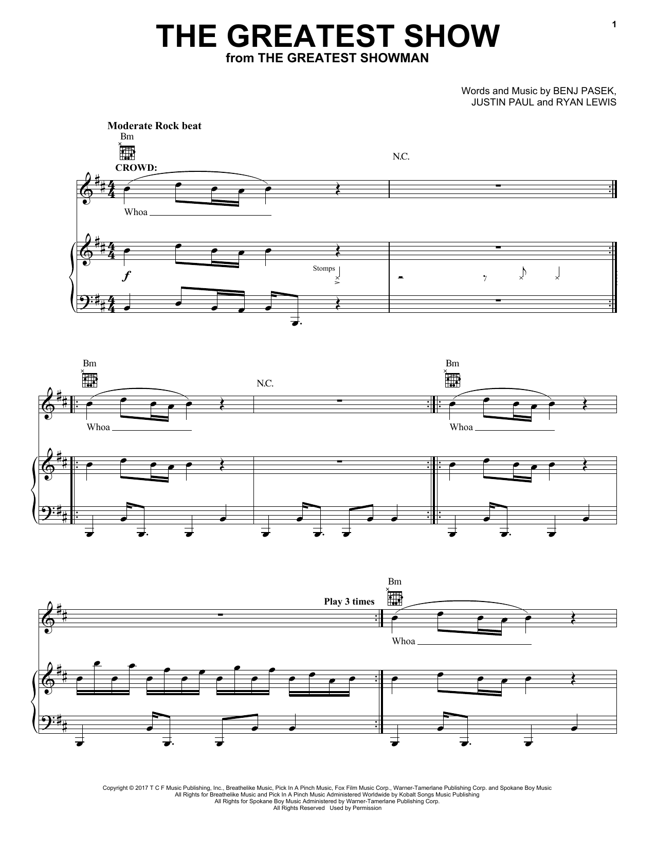 Pasek & Paul The Greatest Show (from The Greatest Showman) Sheet Music